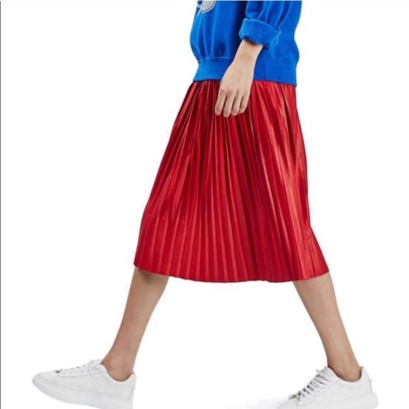 Topshop Dresses & Skirts - TOPSHOP Pleated Red Skirt